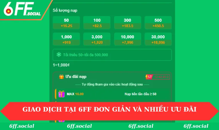 Giao dịch tại 6FF đơn giản và nhiều ưu đãi